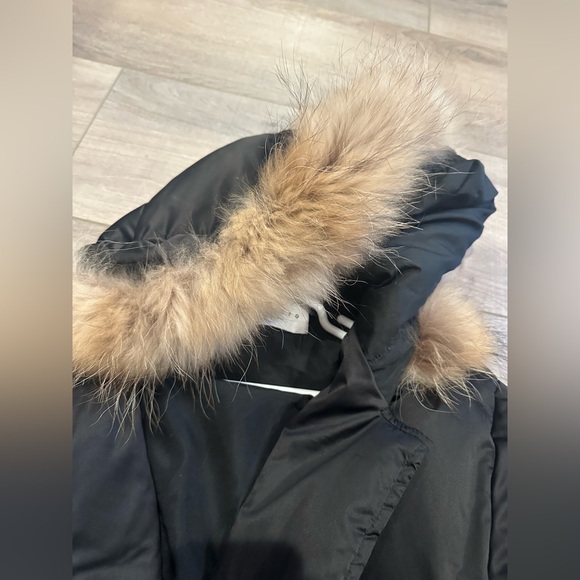 Sandro Paris Marcie black down jacket with fur and leather trim 2 - Picture 6 of 15